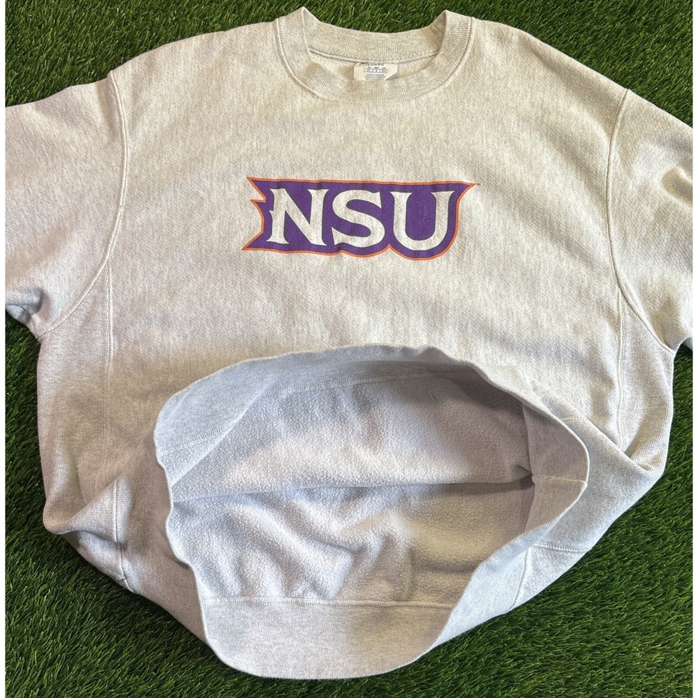 Vintage Champion Reverse Weave NSU Demons Northwestern Sz L Gray Sweatshirt - Picture 8 of 13